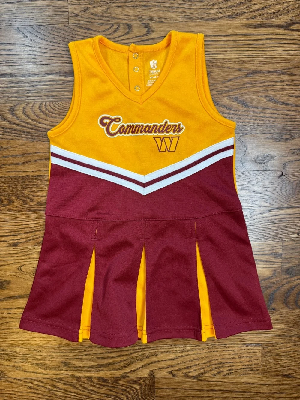 NFL Team Apparel Washington Commanders Girls Tank Cheer Dress - Gold & Maroon 4T